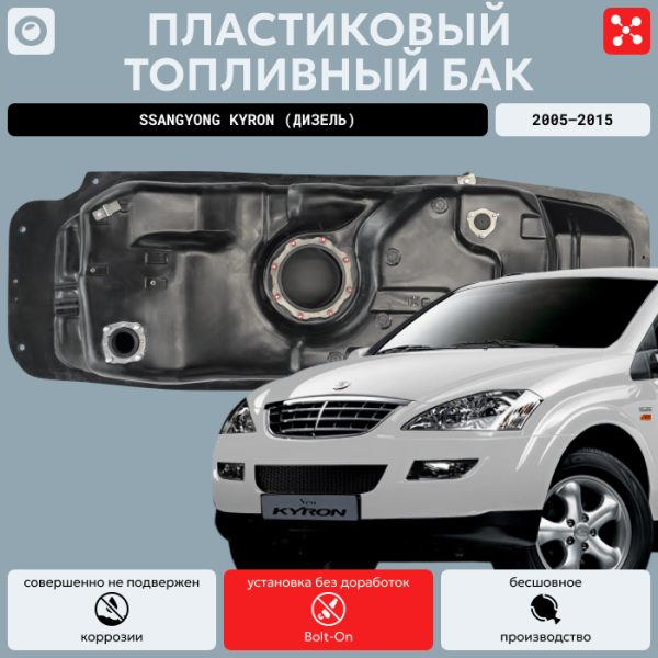 Пластиковый топливный бак SsangYong Kyron (Дизель) 2005-2015 г.в